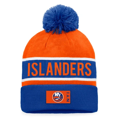 Men's Fanatics Royal/Orange New York Islanders Authentic Pro Rink Cuffed Knit Hat with Pom