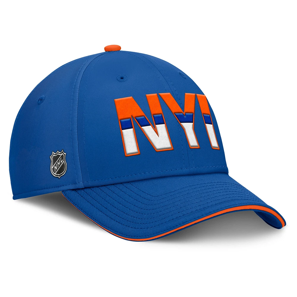 Casquette Flex authentique Pro Rink Team Code des New York Islanders pour homme, couleur royal/orange