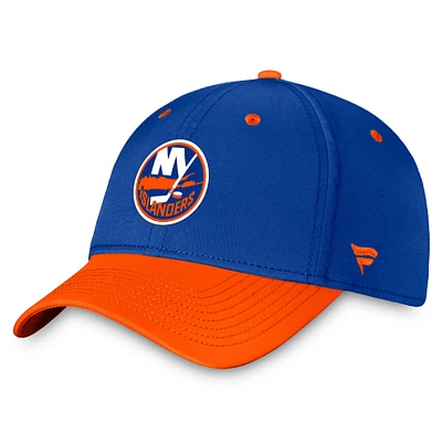 Casquette flexible bicolore authentique Pro Rink Fanatics Royal/Orange New York Islanders pour hommes