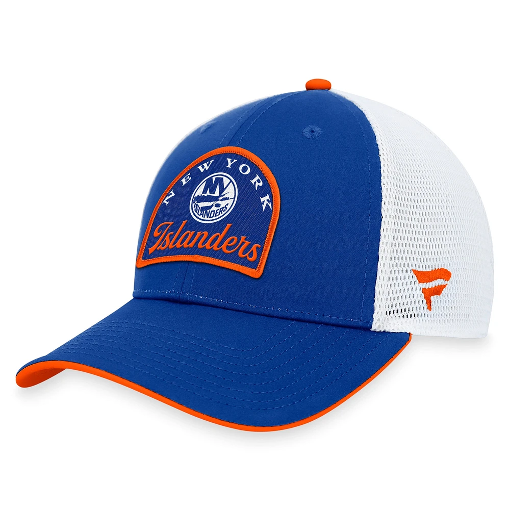 Casquette réglable fondamentale Royal/Blanc Fanatics pour hommes des Islanders de New York