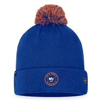 Bonnet en tricot à revers de repêchage de la LNH 2023 Fanatics Royal New York Islanders pour hommes avec pompon