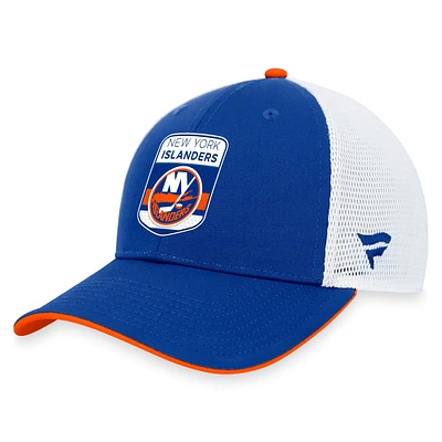 Casquette réglable de camionneur Fanatics Royal New York Islanders NHL Draft On Stage pour hommes