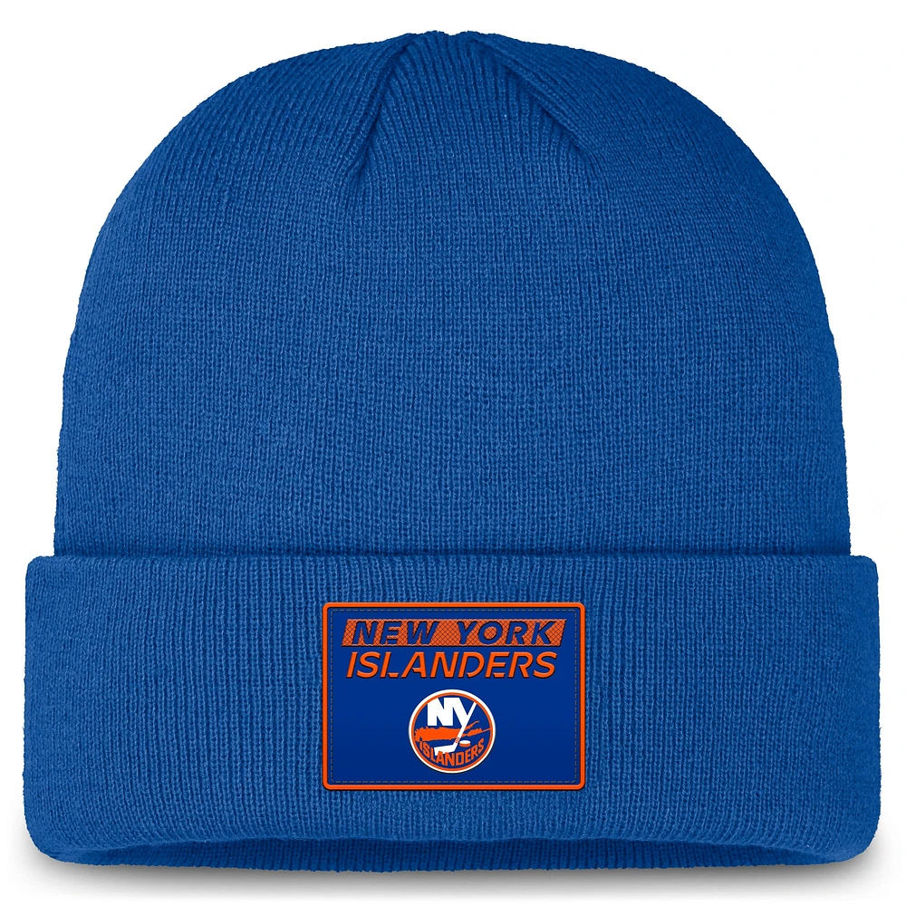 Bonnet en tricot à revers authentique Fanatics Royal New York Islanders pour hommes