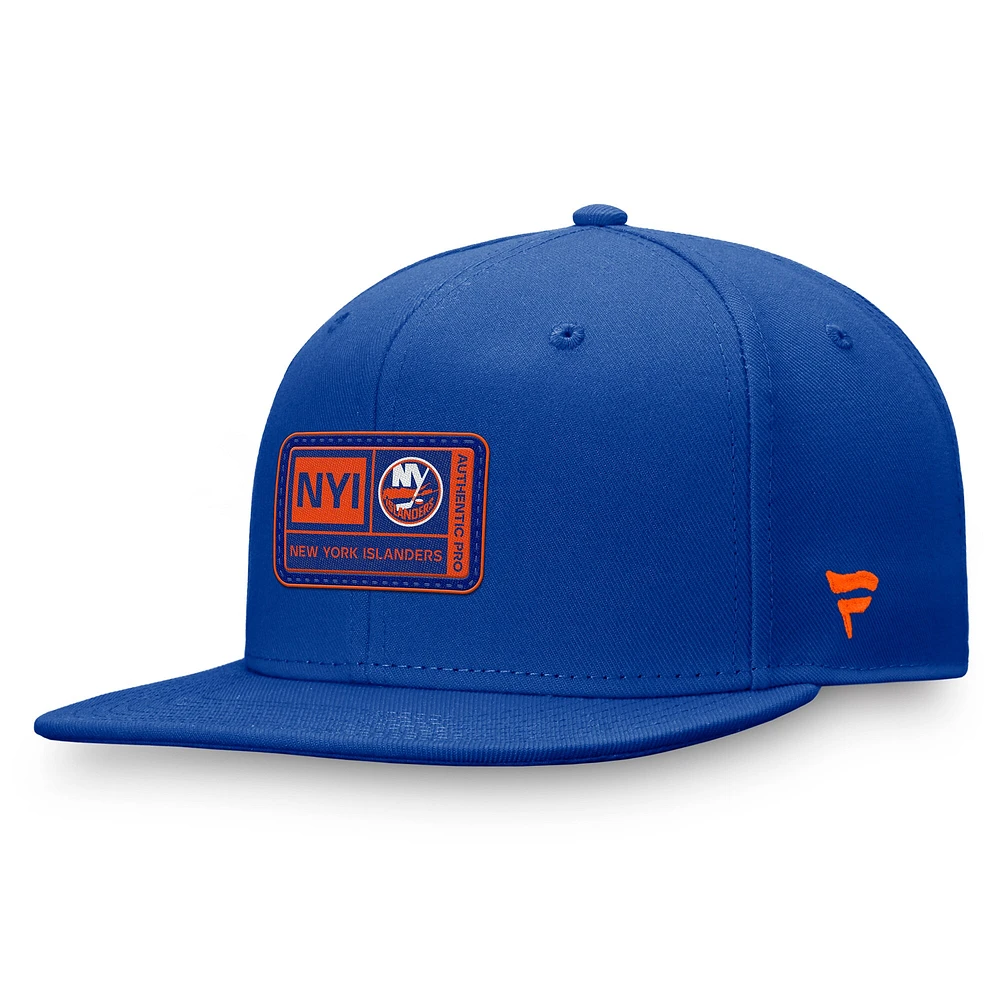 Casquette Snapback Authentic Pro Training Camp des Royal New York Islanders Fanatics pour hommes