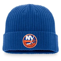 Bonnet en tricot à revers avec logo principal Fanatics Royal New York Islanders pour hommes