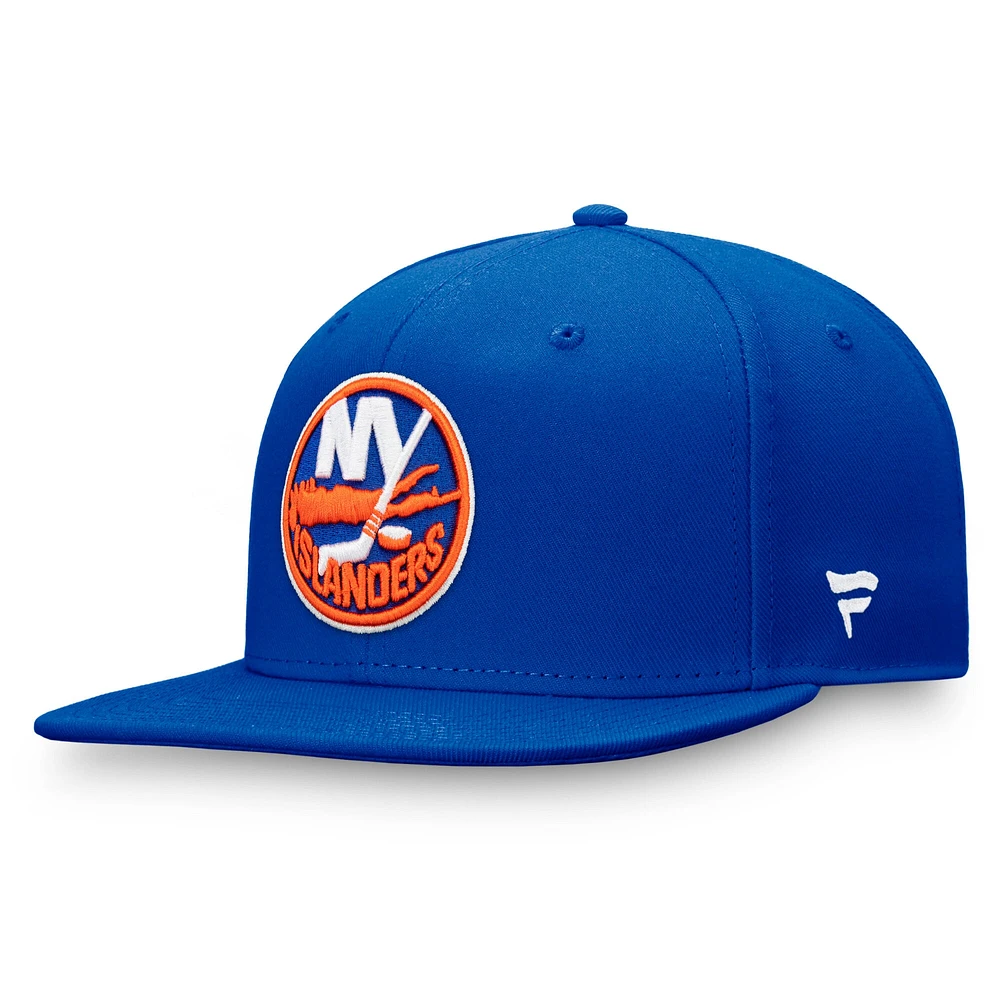 Casquette Snapback avec logo principal Fanatics Royal New York Islanders pour hommes