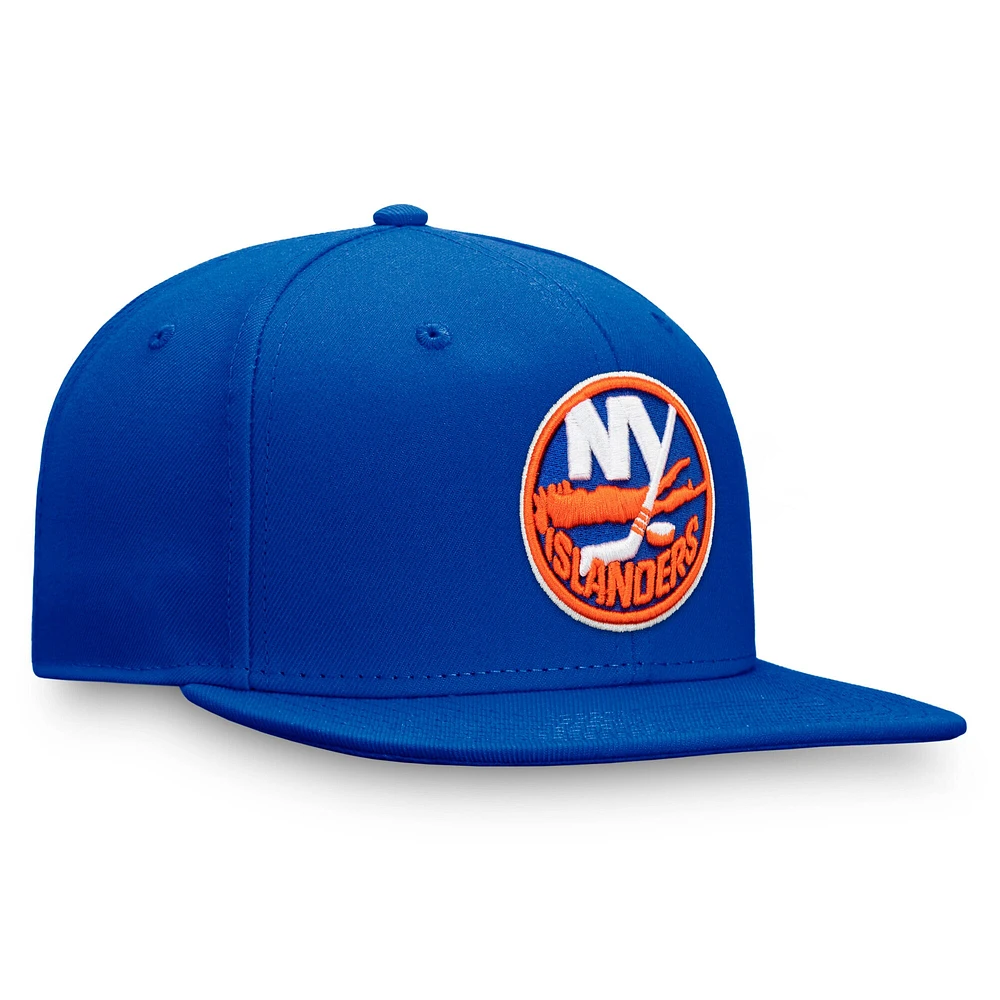 Casquette Snapback avec logo principal Fanatics Royal New York Islanders pour hommes