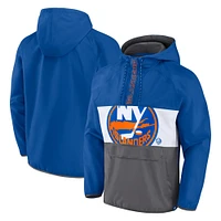 Men's Fanatics Royal New York Islanders Flagrant Foul Anorak Raglan Half-Zip Hoodie Jacket