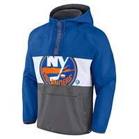 Men's Fanatics Royal New York Islanders Flagrant Foul Anorak Raglan Half-Zip Hoodie Jacket