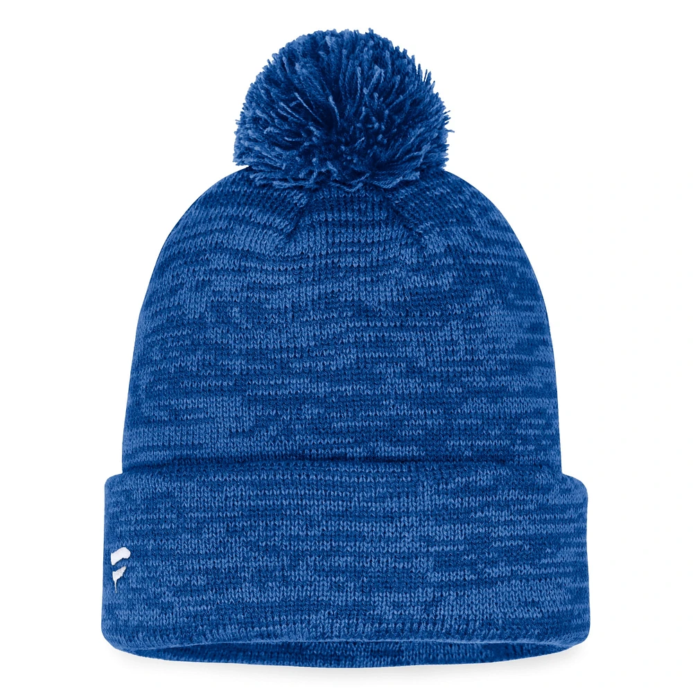 Bonnet en tricot à revers fondamental Fanatics Royal New York Islanders pour hommes avec pompon