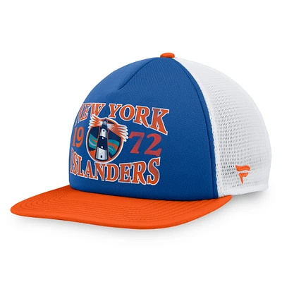 Men's Fanatics  Royal New York Islanders Heritage Foam Front Adjustable Trucker Hat