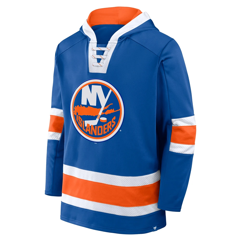 Men's Fanatics  Royal New York Islanders Inside Line Fleece Pullover Hoodie