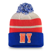 Bonnet en tricot à revers True Classics Fanatics Royal New York Islanders pour hommes avec pompon