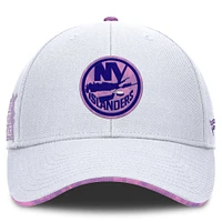 Men's Fanatics White New York Islanders Authentic Pro Hockey Fights Cancer Adjustable Hat