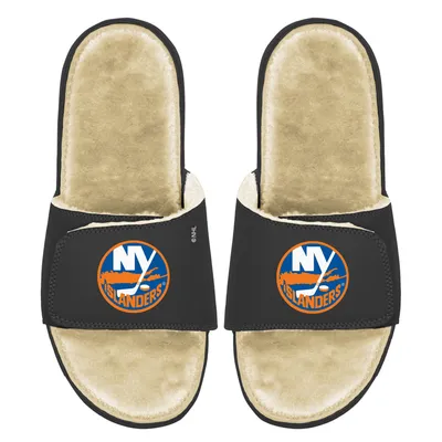 New York Islanders ISlide Faux Fur Slide Sandals - Black/Tan