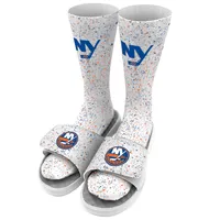 New York Islanders ISlide Speckle Socks & Slide Sandals Bundle - White