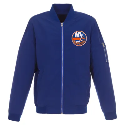 New York Islanders JH Design Lightweight Nylon Bomber Jacket - Royal