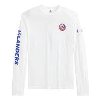 T-shirt à manches longues Adam des Islanders de New York pour hommes Johnnie-O blanc