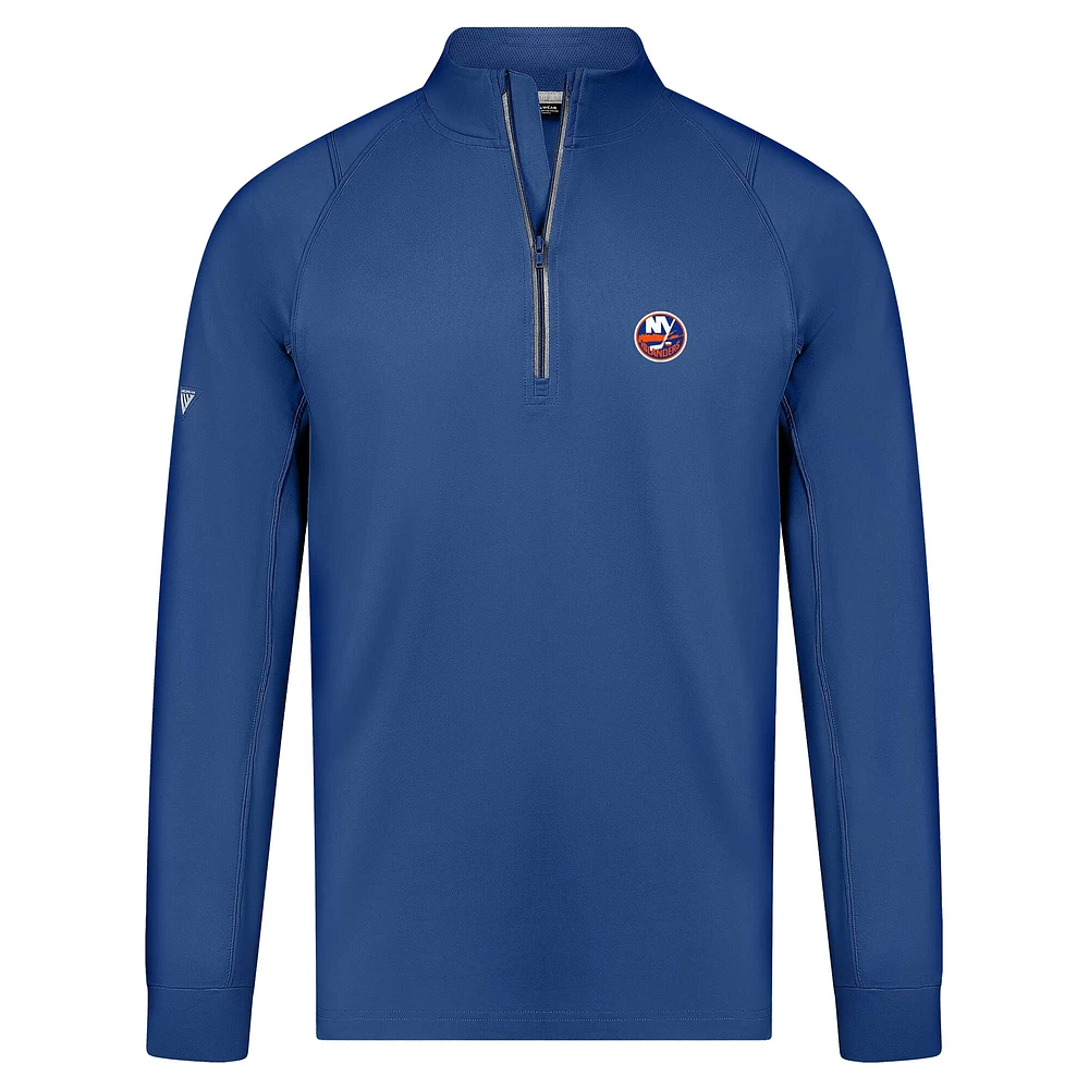 Men's Levelwear Royal New York Islanders Theory Insignia Core Raglan Quarter-Zip Pullover Top