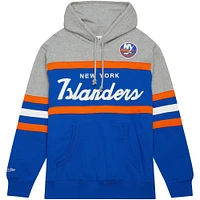 Chandail à capuchon de l'entraîneur-chef des Islanders New York Mitchell & Ness pour hommes, royal/gris