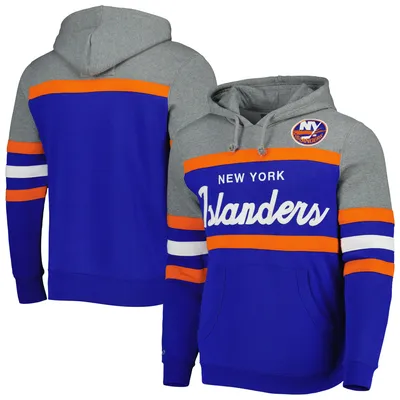 Men's Mitchell & Ness Heather Gray New York Islanders Classic French Terry Pullover Hoodie Size: Small