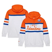 Men's Mitchell & Ness White/Orange New York Islanders Head Coach Pullover Hoodie