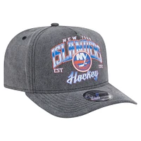 Men's New Era  Charcoal New York Islanders Throwback Washed A-Frame Pre-Curved 9FIFTY Snapback Hat
