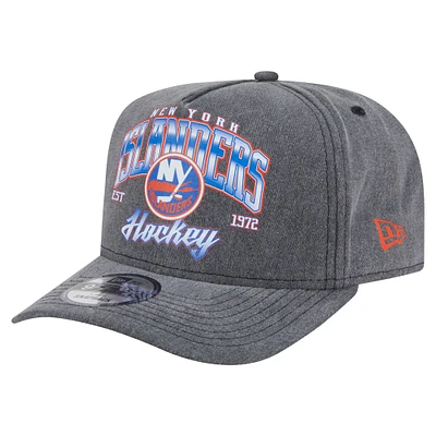 Men's New Era  Charcoal New York Islanders Throwback Washed A-Frame Pre-Curved 9FIFTY Snapback Hat