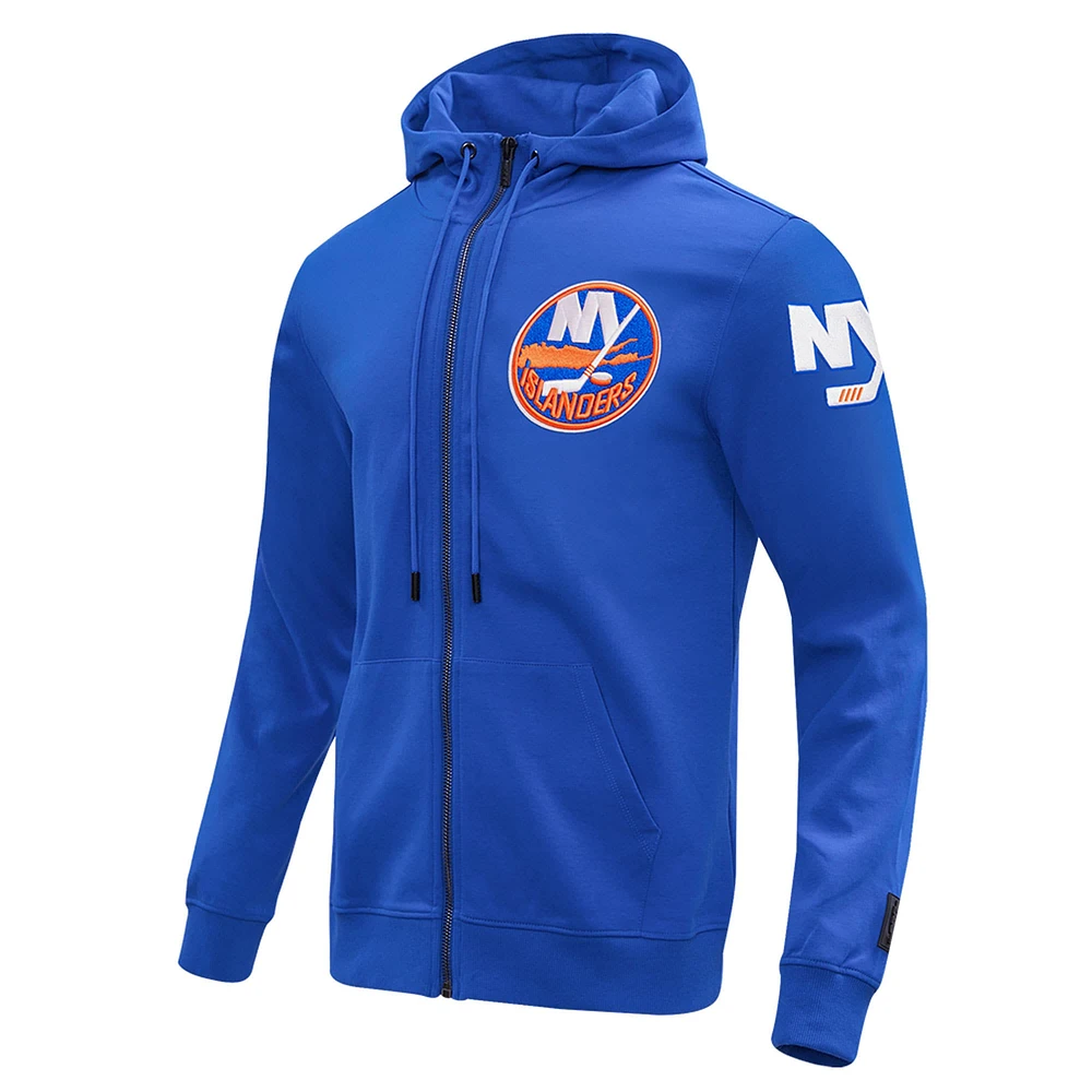 Veste à capuche entièrement zippée en chenille classique Pro Standard Royal New York Islanders pour hommes