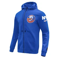 Men's Pro Standard Royal New York Islanders Classic Chenille Full-Zip Hoodie Jacket