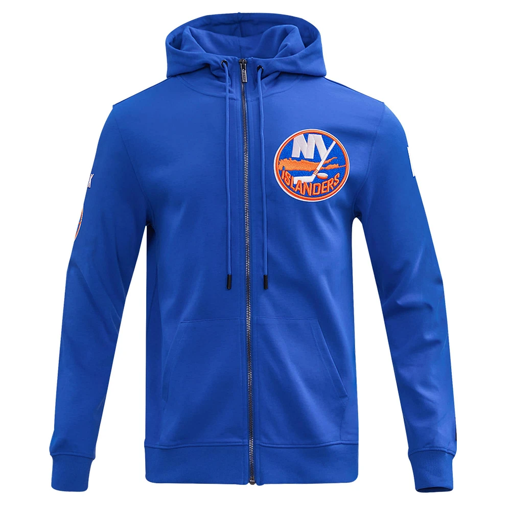 Veste à capuche entièrement zippée en chenille classique Pro Standard Royal New York Islanders pour hommes