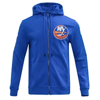 Veste à capuche entièrement zippée en chenille classique Pro Standard Royal New York Islanders pour hommes