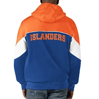 Sweat à capuche entièrement zippé Starter Royal/Orange New York Islanders Power Forward pour hommes