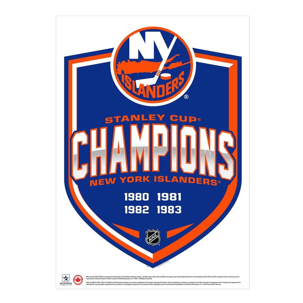 New York Islanders 4-Time Stanley Cup Champions - 16'' x 22'' Repositionable Shield Decal