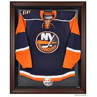 Vitrine de présentation avec logo encadré marron des Islanders de New York
