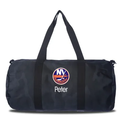 New York Islanders Navy Camo Print Personalized Duffel Bag