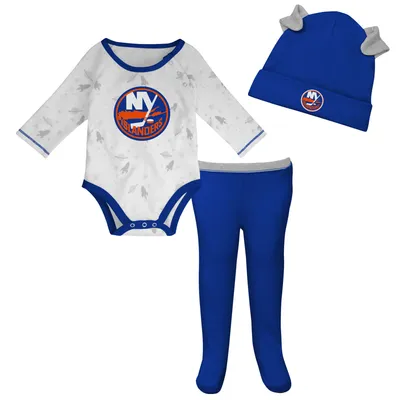 New York Islanders Newborn & Infant Dream Team Hat, Pants Bodysuit Set - White/Royal