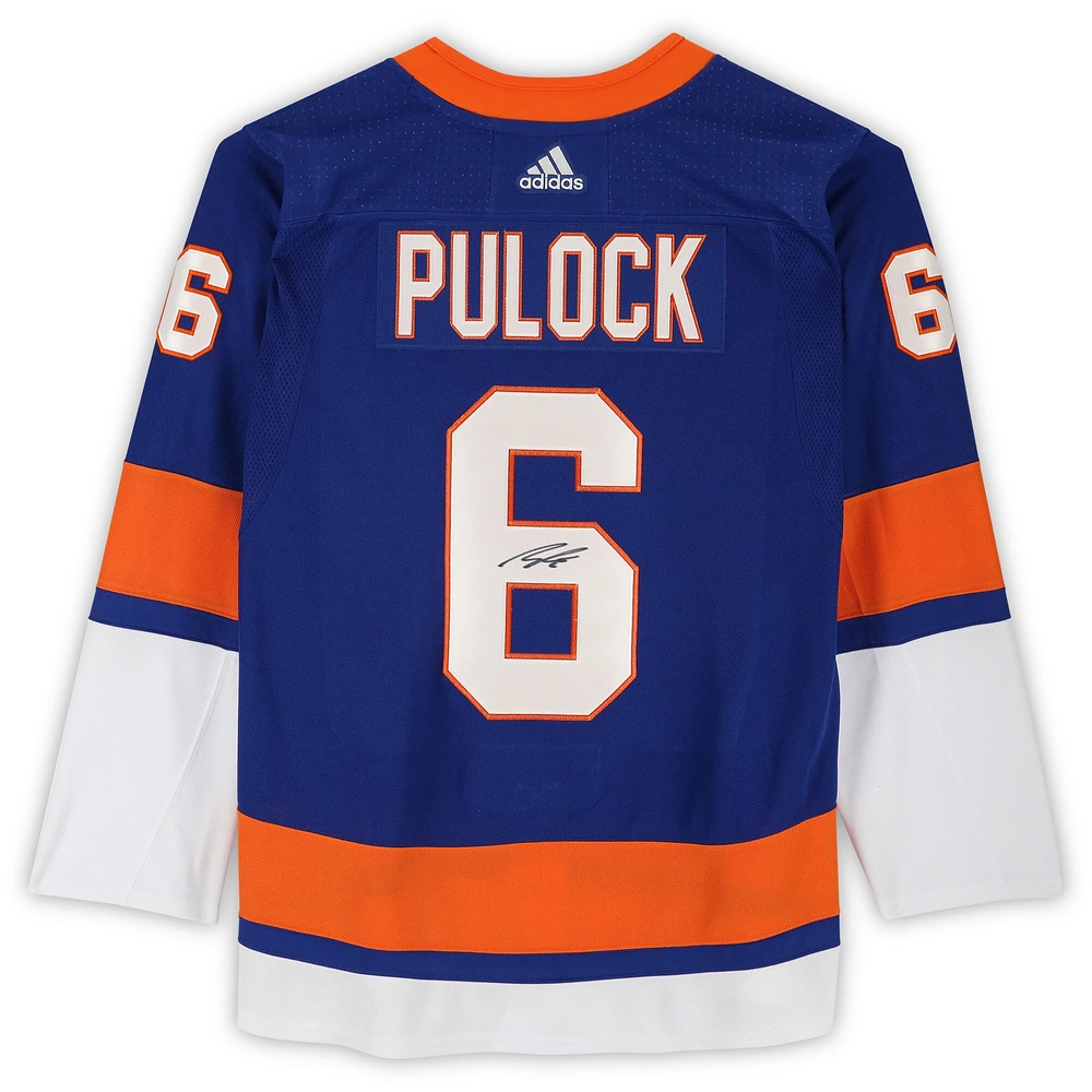 Maillot Adidas authentique bleu autographié par Ryan Pulock des Islanders de New York