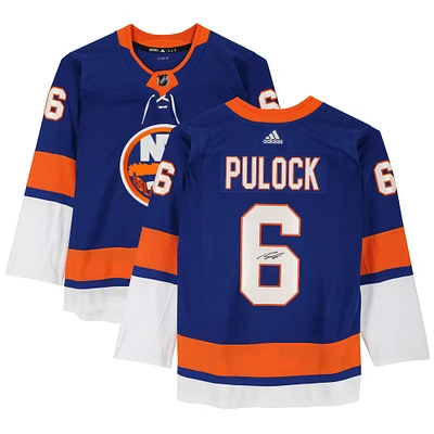 Maillot Adidas authentique bleu autographié par Ryan Pulock des Islanders de New York