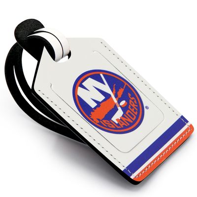 White New York Islanders Personalized Leather Luggage Tag