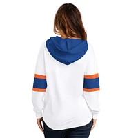 T-shirt à capuche manches longues et lacets pour femme G-III 4Her par Carl Banks, blanc, New York Islanders Goal Zone