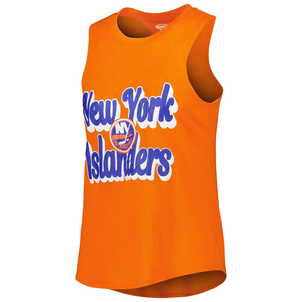 Women's Concepts Sport Heather Orange/Heather Royal New York Islanders Meter Muscle Tank Top & Pants Sleep Set