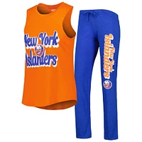 Concepts Sport Heather Orange/Heather Royal New York Islanders Meter Muscle Débardeur et pantalon Ensemble de nuit