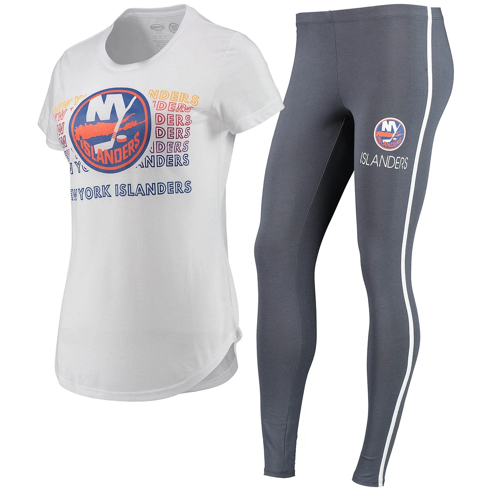 Ensemble t-shirt et legging Sonata New York Islanders Concepts Sport pour femme, blanc/anthracite