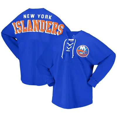 New York Islanders Fanatics Branded Women's Spirit Lace-Up V-Neck Long Sleeve Jersey T-Shirt - Royal