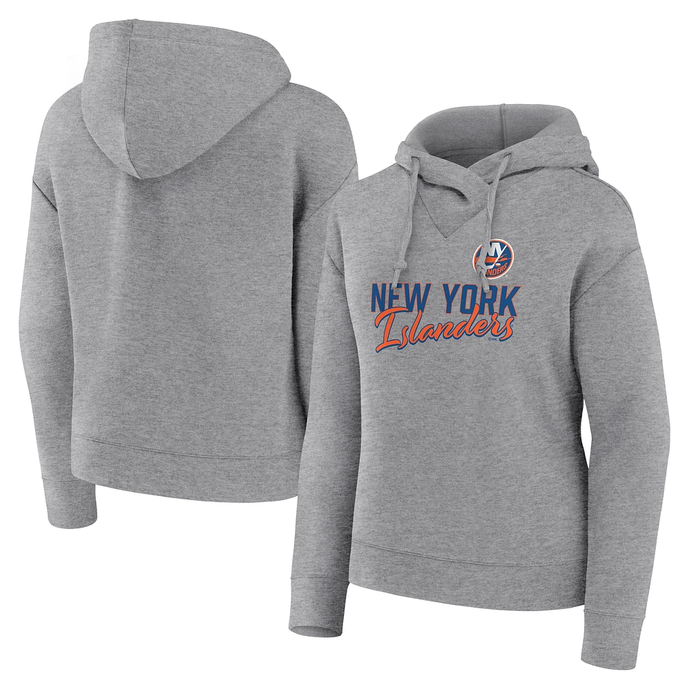 Chandail à capuchon préféré des New York Islanders Fanatics Heather Grey pour femmes