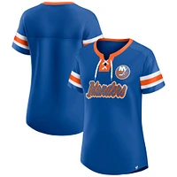 Women's Fanatics Royal New York Islanders Iconic Athena Lace-Up T-Shirt