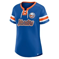 Women's Fanatics Royal New York Islanders Iconic Athena Lace-Up T-Shirt