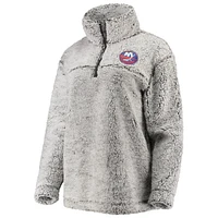 Women's G-III 4Her by Carl Banks Gray New York Islanders Sherpa Quarter-Zip Pullover Jacket