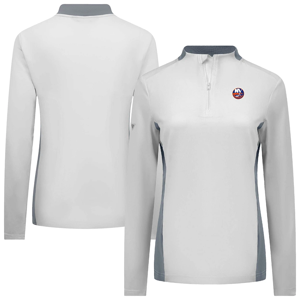 Women's Levelwear White New York Islanders Moxie Insignia Core Quarter-Zip Top
